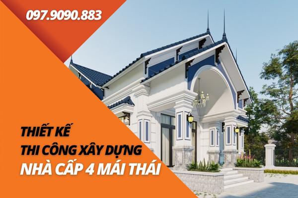 Đặt dịch vụ thiết kế và thi công nhà cấp 4 mái Thái 3 phòng ngủ